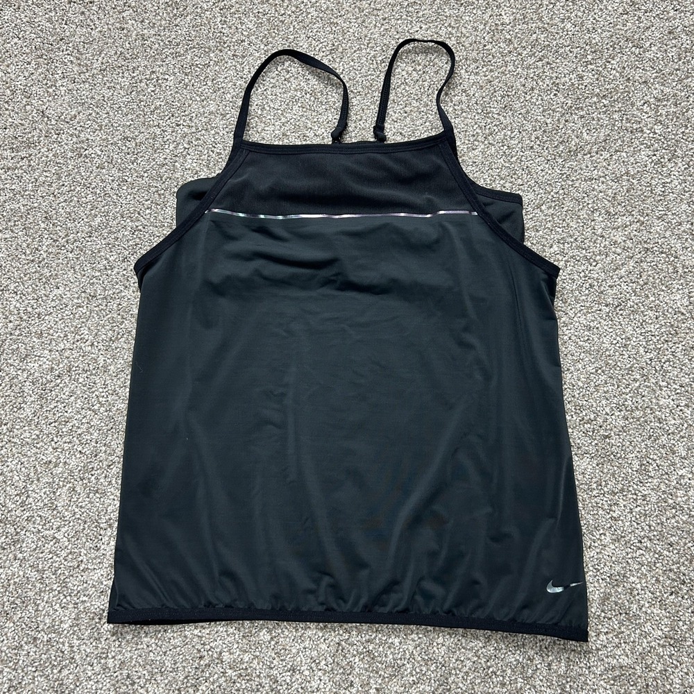 Nike Dri-FIT Tank Top Womens Medium Black High Neck Strappy Running Gym Yoga